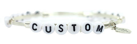 Custom Word Bangle Bracelet - Silver