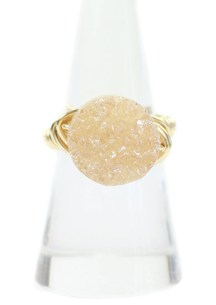 Round Champagne Druzy Ring