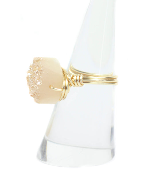 Round Champagne Druzy Ring