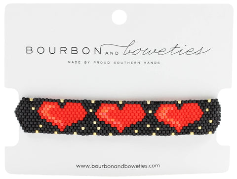 Black Heart Beaded Adjustable Bracelet