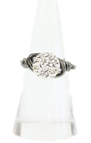 Silver Metallic on Gun Metal Ring