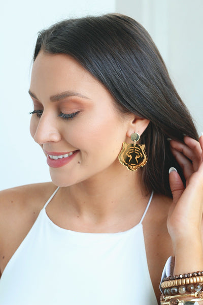 Gold Tiger Earring