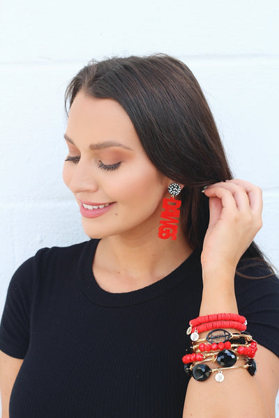 Dawgs Acrylic Earring - Red