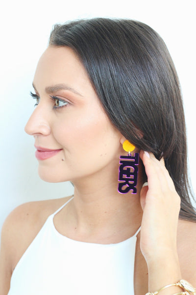 Tigers Acrylic Earring - Purple Mirror