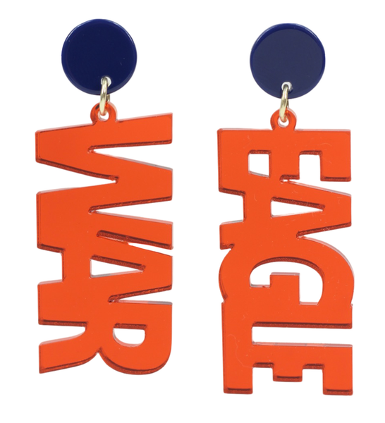 War Eagle Acrylic Earring - Orange Mirror