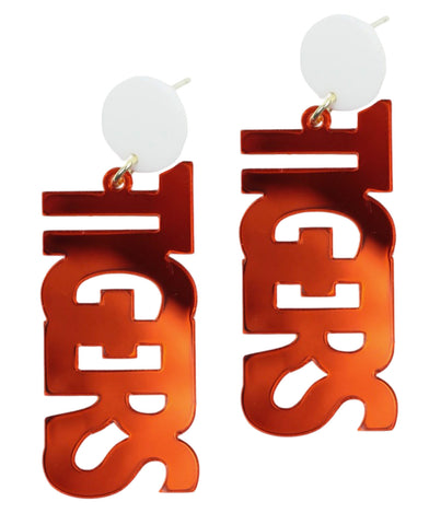 Tigers Acrylic Earring - Orange Mirror