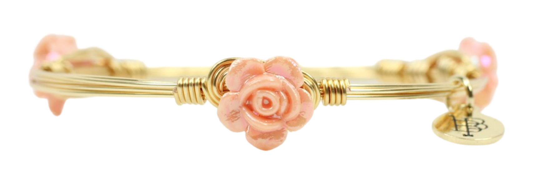 The Mini Rose Bangle Bracelet - Peach