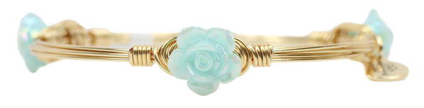The Mini Rose Bangle Bracelet - Light Blue