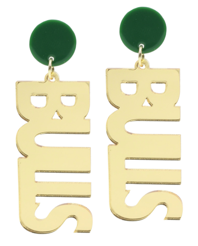 Bulls Acrylic Earring - Gold Mirrored